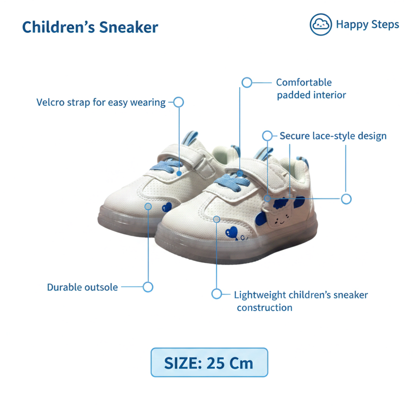 Boy's white shoes with a light blue finish