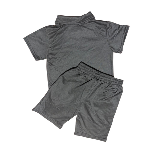 Boys’ Black Polo T-Shirt & Shorts Set – Size 130 – 6-8 Years