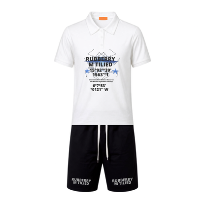 Boys’ H&F White Polo T-Shirt & Black Shorts Set – Size XL – Age 10–12 Years