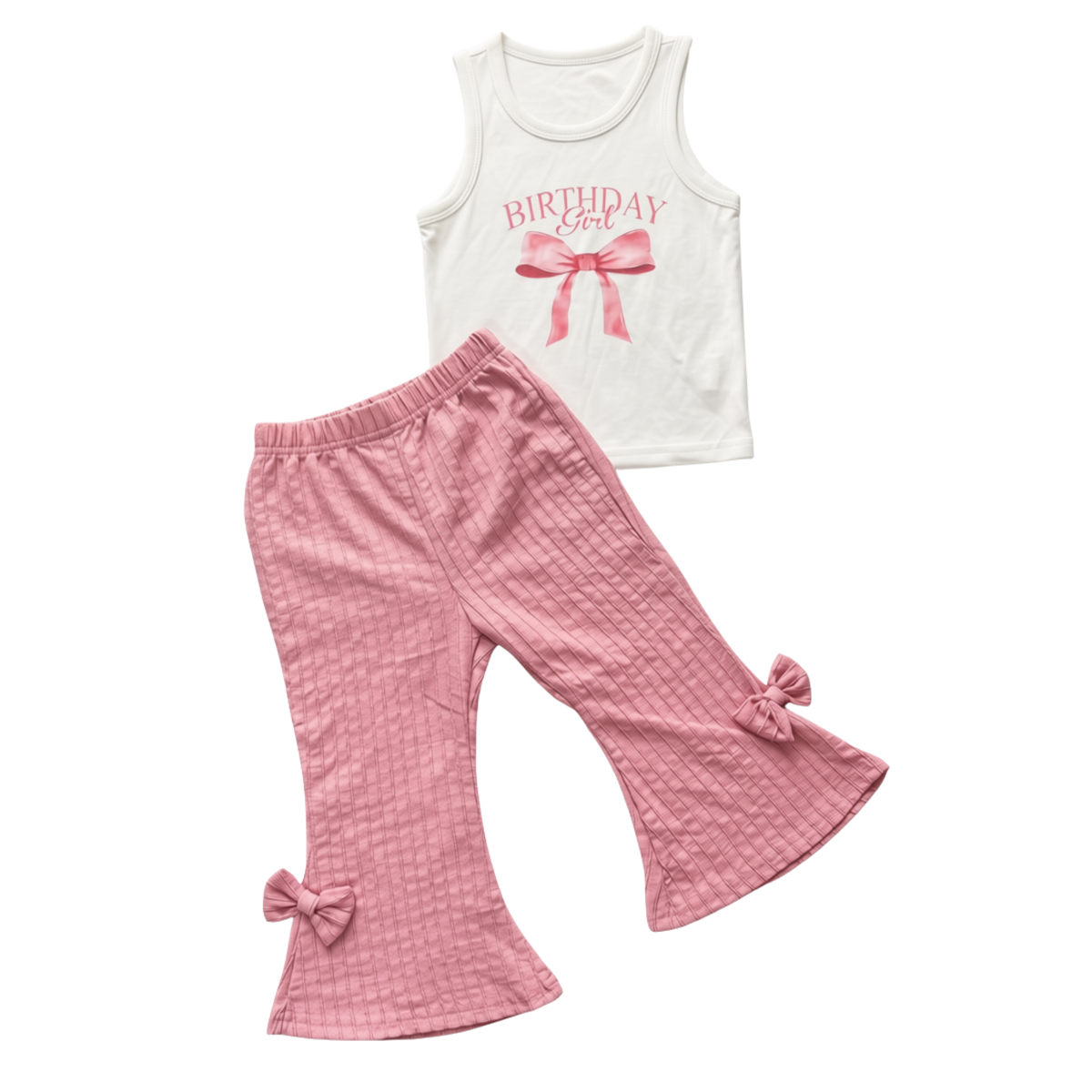 Girls’ Birthday Girl Outfit Set – White & Pink – Size 90 – Age 1–2 Years