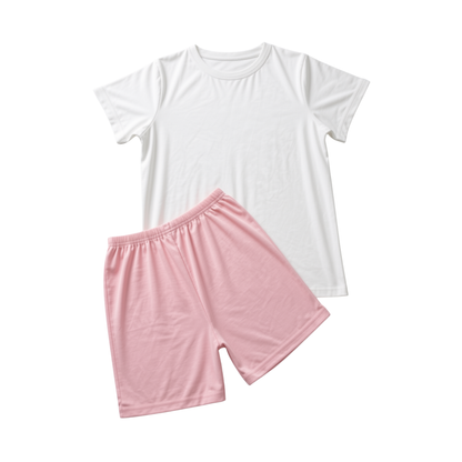 Girls’ Minnie Mouse Pajama Set – White & Pink – Size 130 – Age 6–8 Years