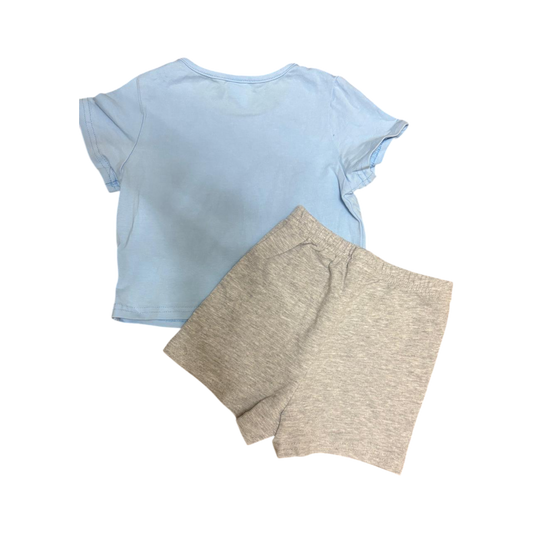 SHEIN Boys' Summer Set, Brown and Gray - T-shirt and Shorts - Ages 9-12 Months