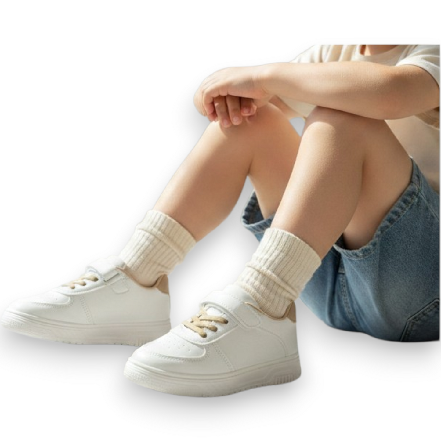 Boys' white and beige shoes with Velcro closure – Size 31 | 21 cm