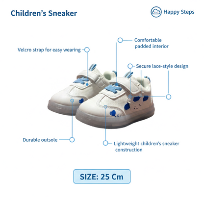 Boy's white shoes with a light blue finish