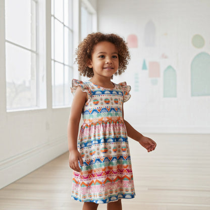 Colorful Printed Summer Dress – Ages 5–6 Years
