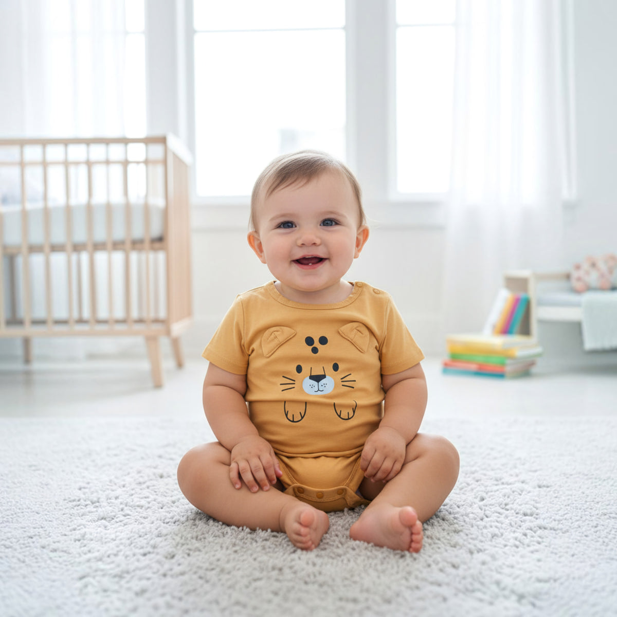 Cozy Cub Kids’ Beige Short-Sleeve Romper – Ages 2–3 Years