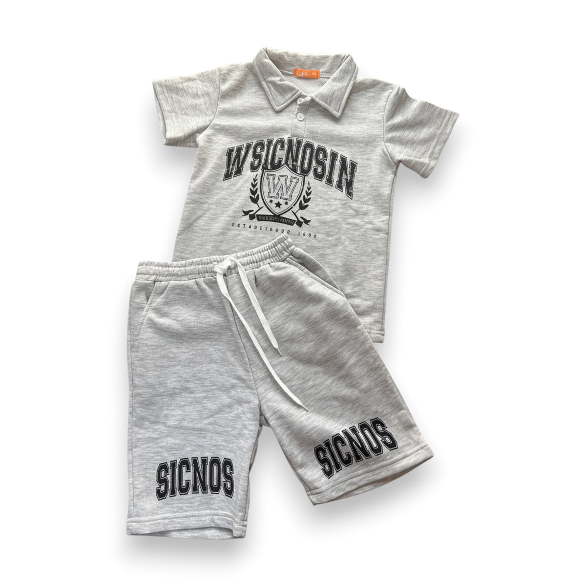 Boys’ Grey H&F Polo T-Shirt & Shorts Set – Size 130 – Ages 6–8 Years