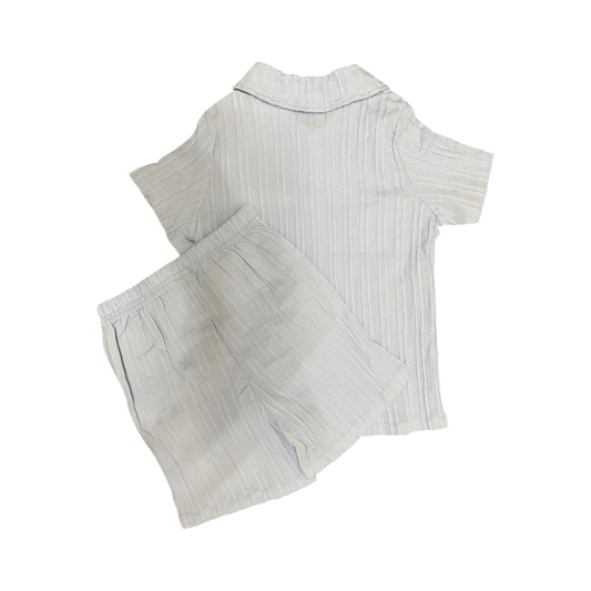 Boys' summer light brown set – collared shirt and shorts – size 100, ages 2-3 years