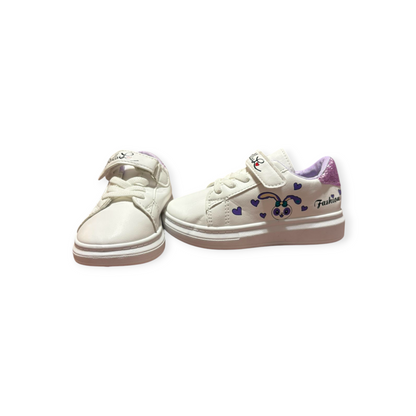 Girls’ White & Purple Sneakers – Comfortable & Stylish – Size 27 – 18 cm Foot Length