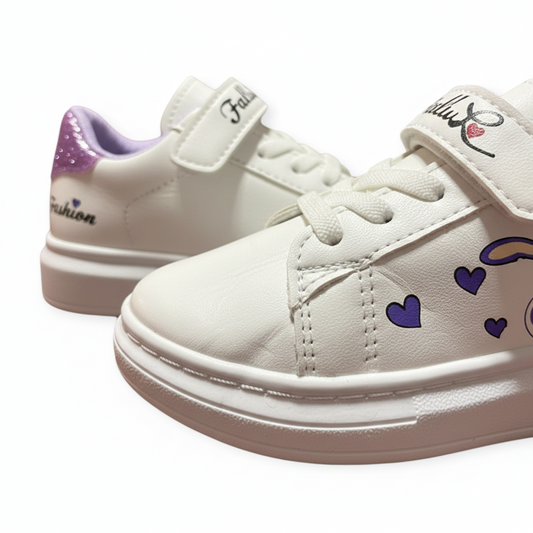 Girls’ White & Purple Sneakers – Comfortable & Stylish – Size 27 – 18 cm Foot Length