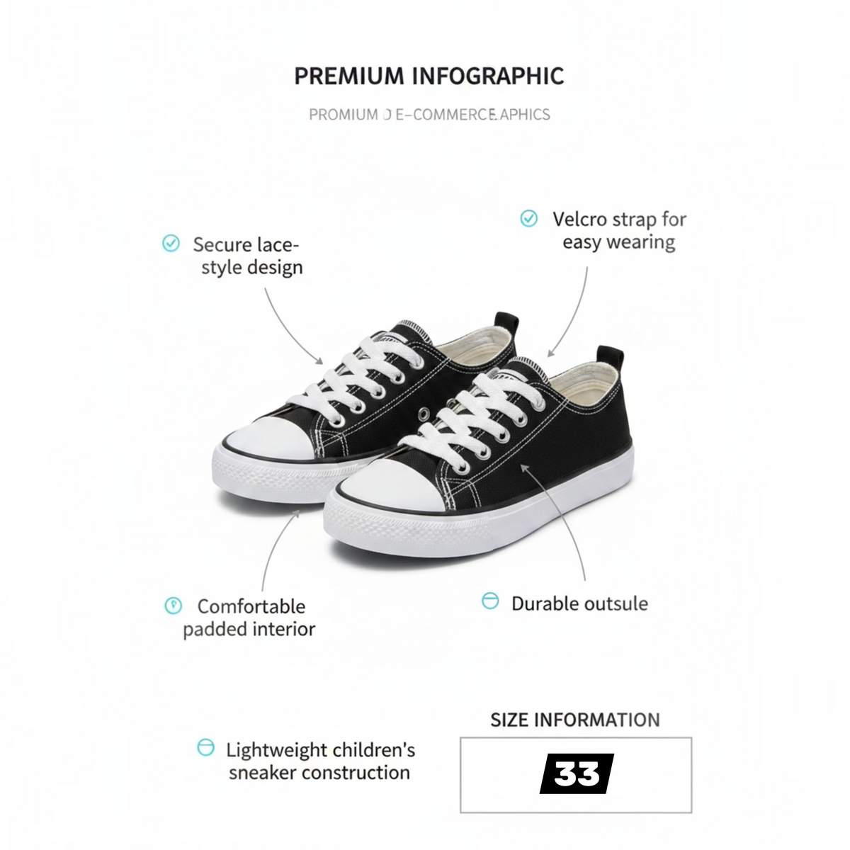 Kids’ Unisex Comfortable & Stylish Sneakers – Boys & Girls – Size 33 – 22 cm Foot Length