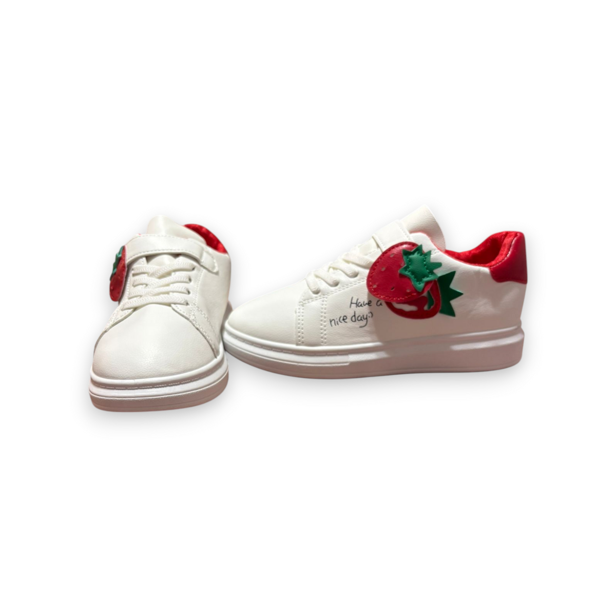 Girls’ White & Red Strawberry Sneakers – Size 35 – 23 cm Foot Length
