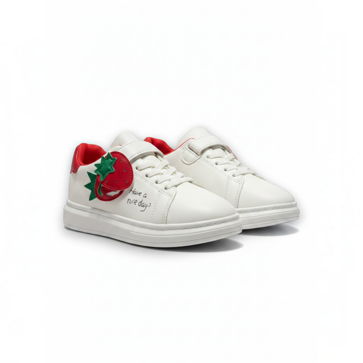 Girls’ White & Red Strawberry Sneakers – Size 35 – 23 cm Foot Length