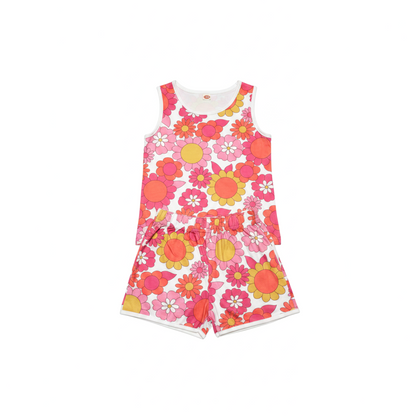 Girls’ Floral Summer Set – Sleeveless Top & Shorts – Size 100 – 2–3 Years