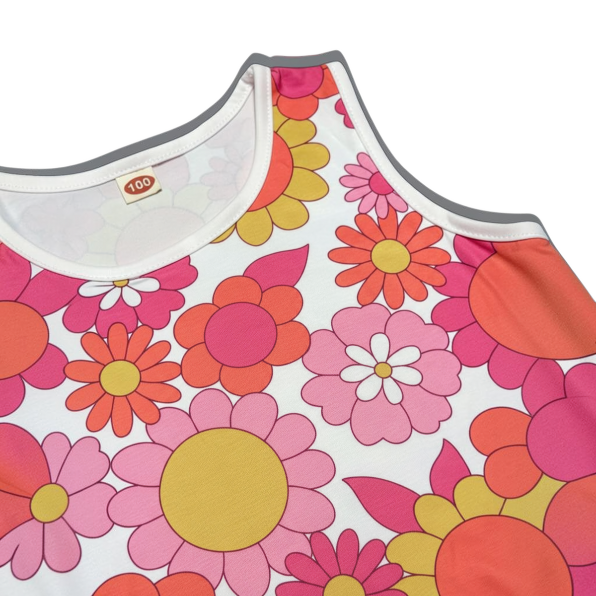 Girls’ Floral Summer Set – Sleeveless Top & Shorts – Size 100 – 2–3 Years