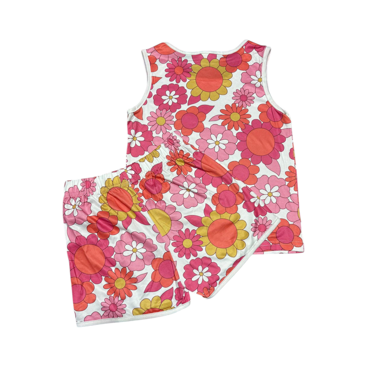 Girls’ Floral Summer Set – Sleeveless Top & Shorts – Size 100 – 2–3 Years