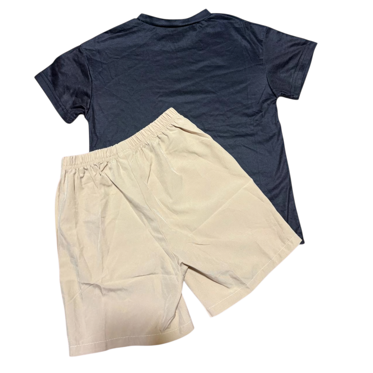 Boys’ Black & Beige Summer Set – T-Shirt & Cargo Shorts – Age 7 Years